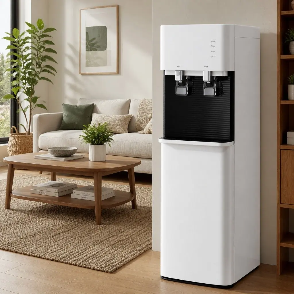 Water Dispenser Stainless Steel Bottom Loading Hot Cold White