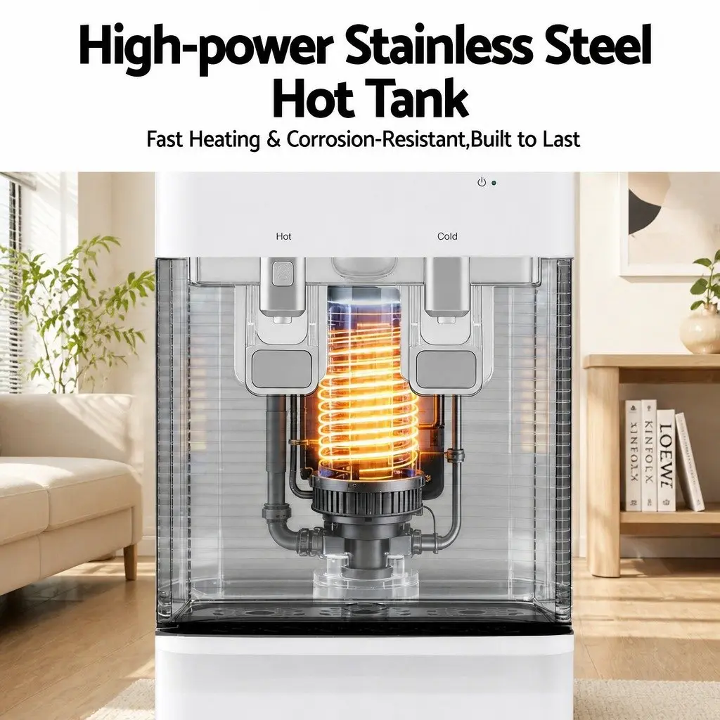 Water Dispenser Stainless Steel Bottom Loading Hot Cold White