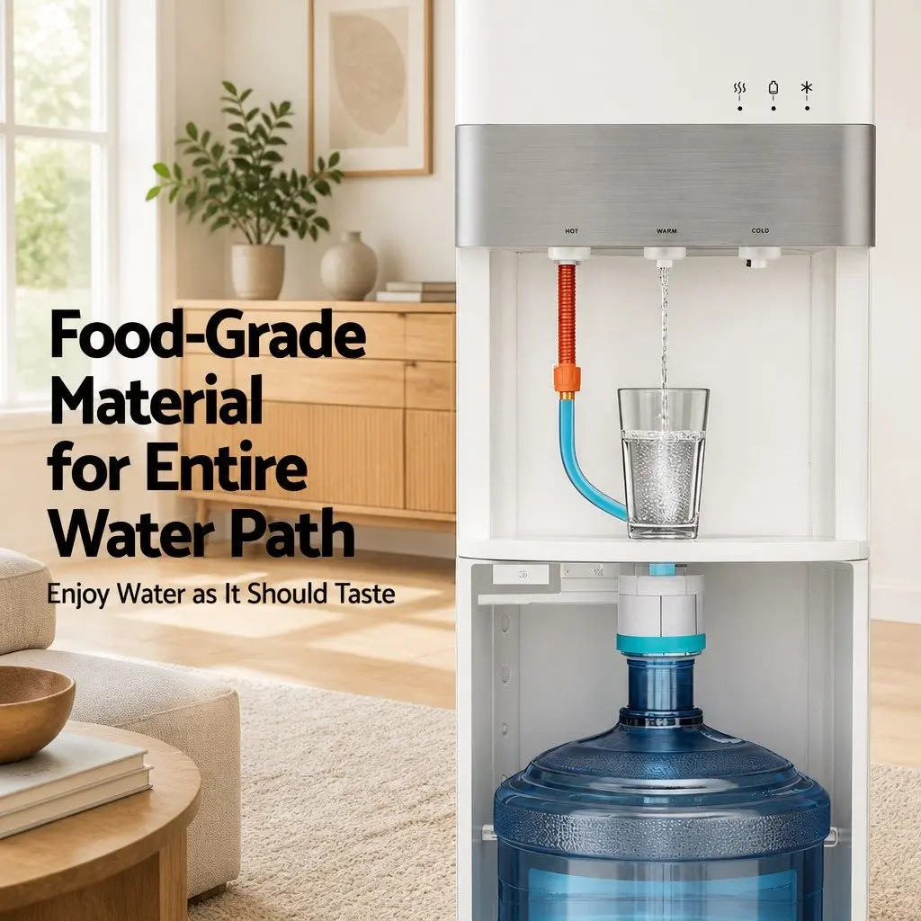 Water Dispenser Stainless Steel 31 x 35 x 104 cm White Bottom Loading 3 Taps Hot Cold Normal Temperature