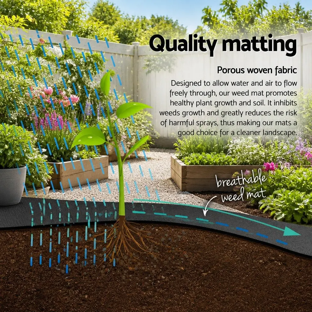 Black Garden Weed Control Mat 1.83m x 30m