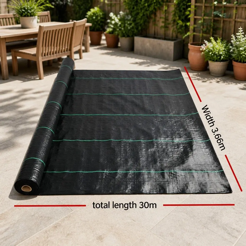 Black Weed Control Mat 3.66m x 30m UV Resistant