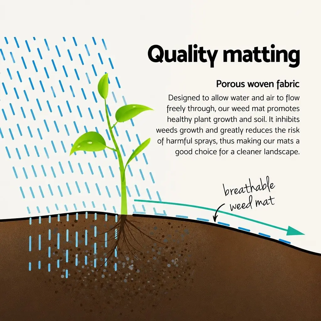 Weed Control Mat 3.66m x 50m Black Woven Fabric Garden Weedmat UV Resistant