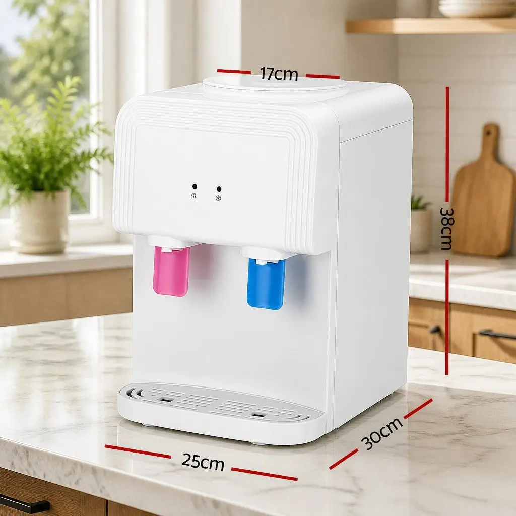 Water Dispenser Plastic Stainless Steel Bench Top Hot Cold White