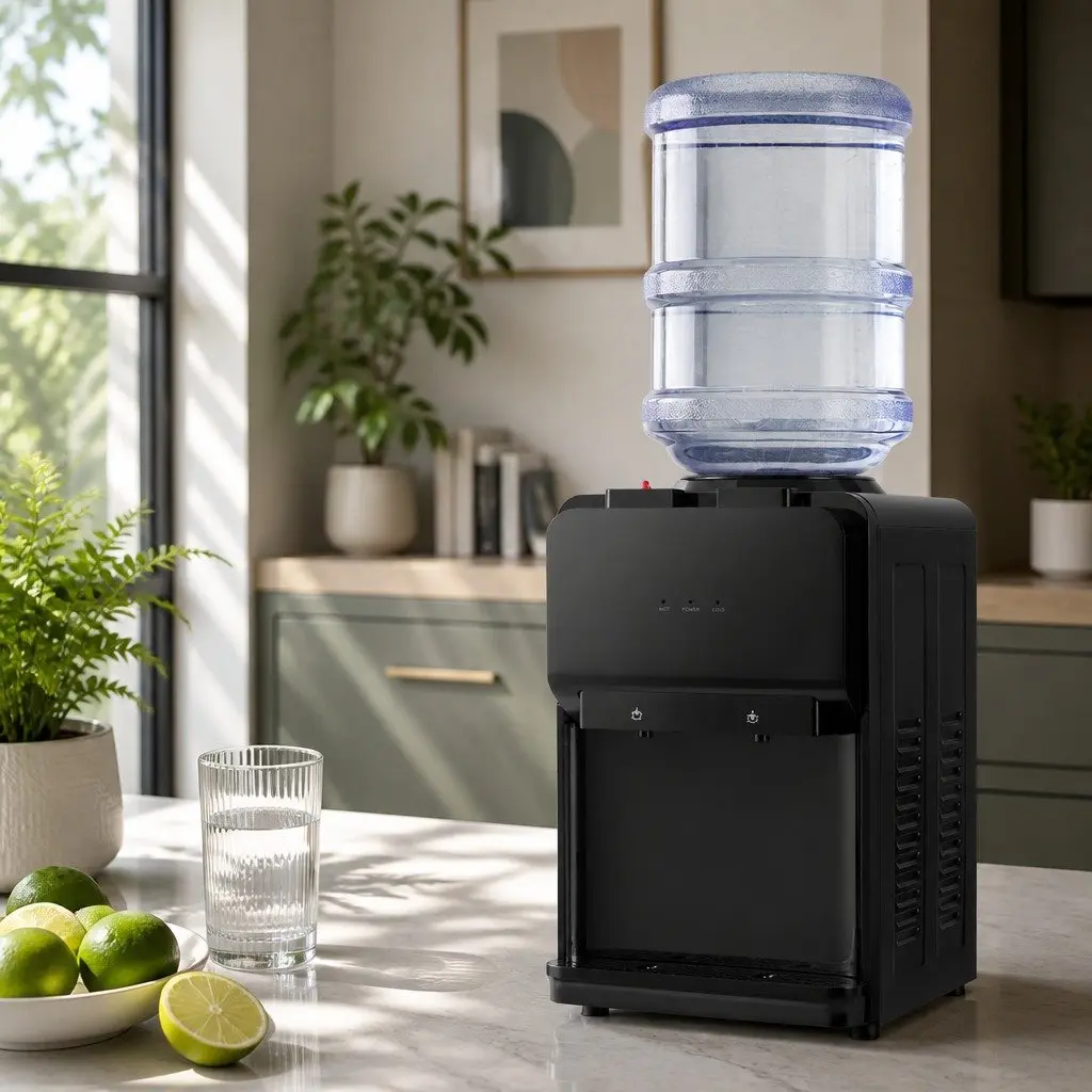 Water Dispenser Plastic Stainless Steel Bench Top Black Hot Cold