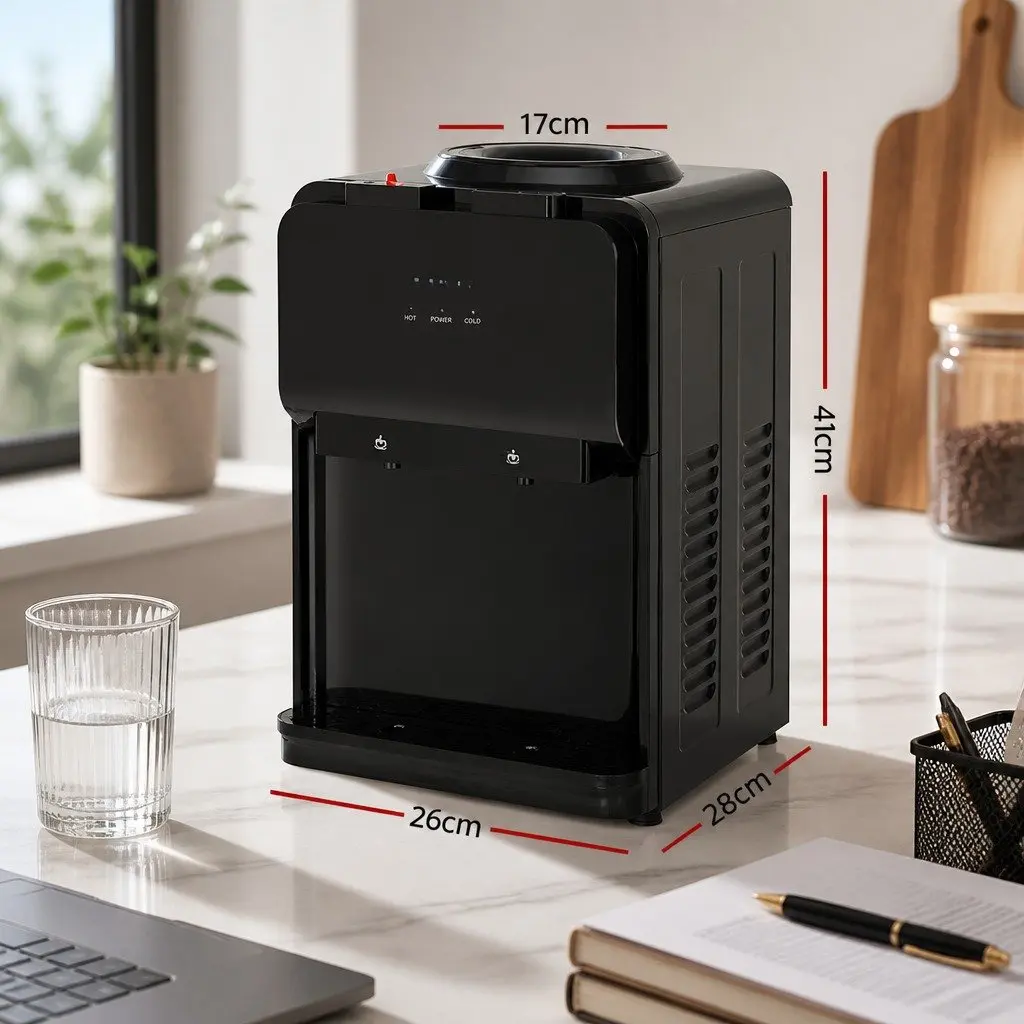 Water Dispenser Plastic Stainless Steel Bench Top Black Hot Cold