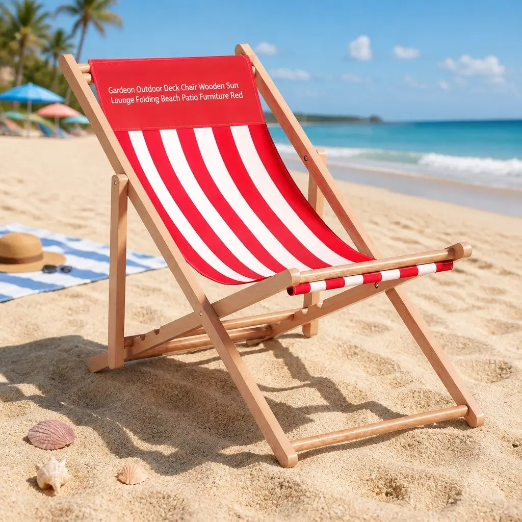 Folding Beach Deck Chair with Adjustable Backrest