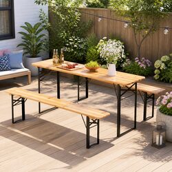 Durable 3 Piece Wooden Outdoor Dining Set