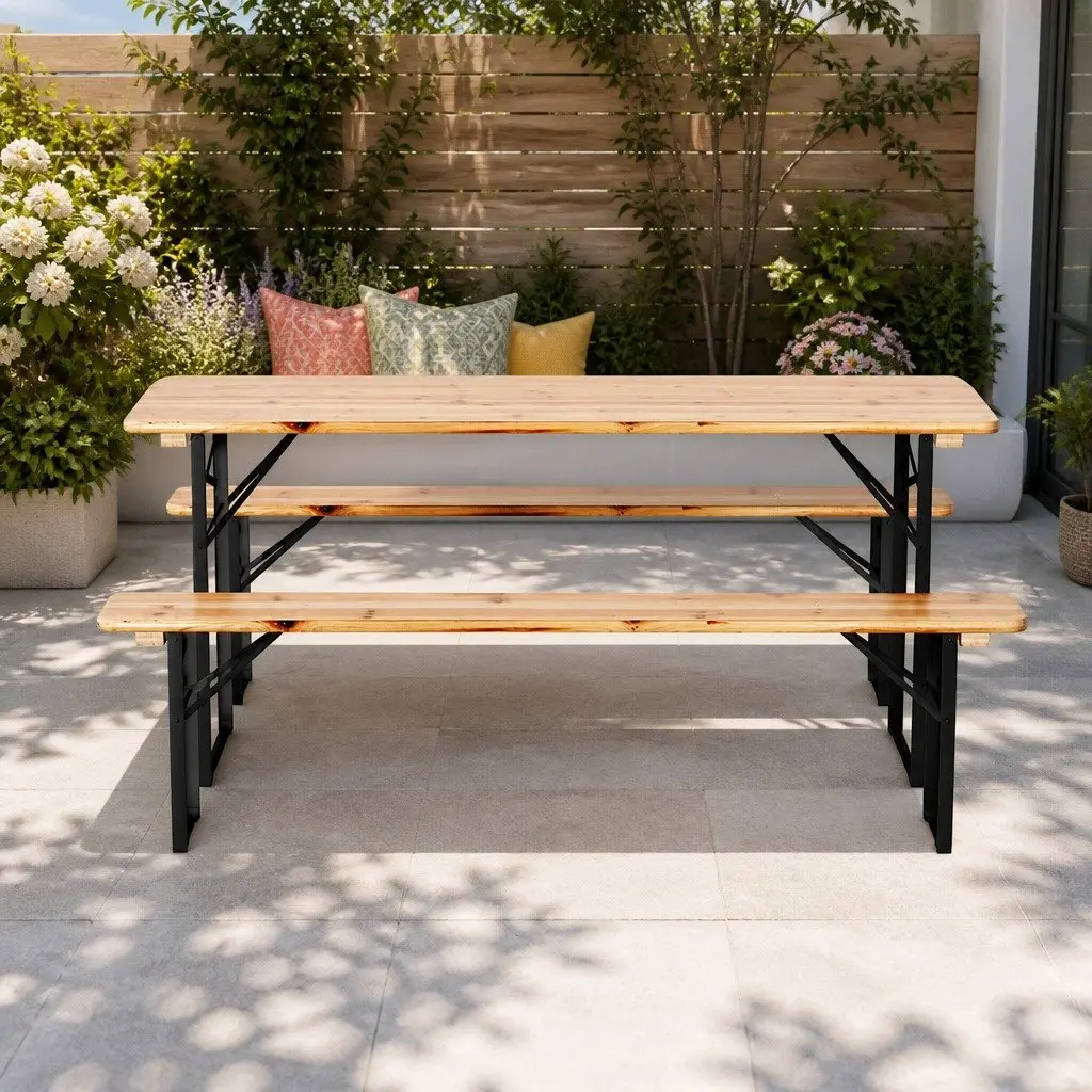 3 Piece Wooden Outdoor Dining Set