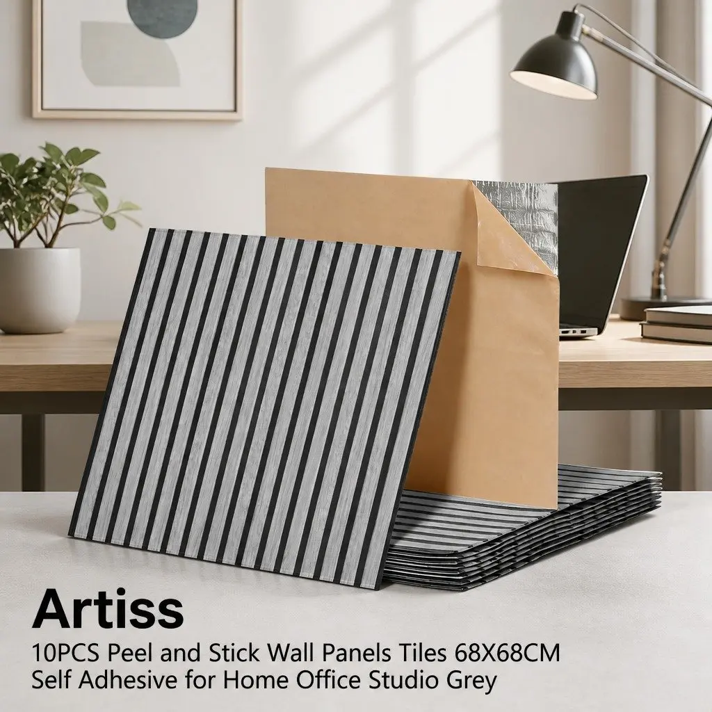 Peel and Stick Wall Panels PVC 68x68cm Decorative Grey 10 Piece