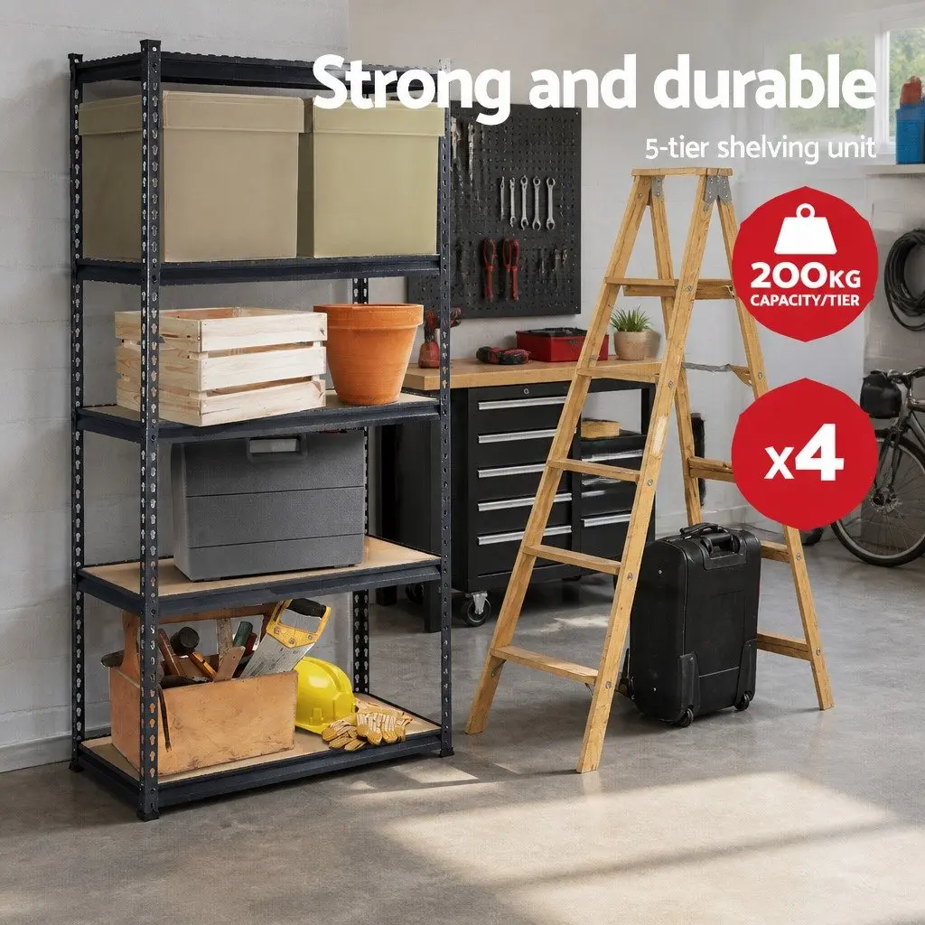 5-Tier Shelving Unit Steel 90x40x180cm Matte Charcoal