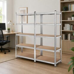 2x1.8M Garage Shelving Warehouse Rack Pallet Racking Storage Shelf Silver Heavy
