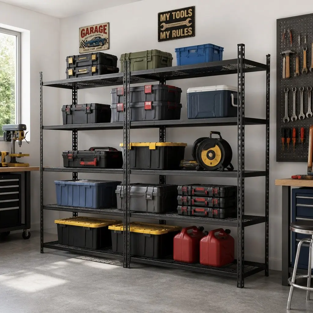 5-Tier Steel Garage Storage Shelving Rack Heavy-Duty Adjustable Black 1.8M