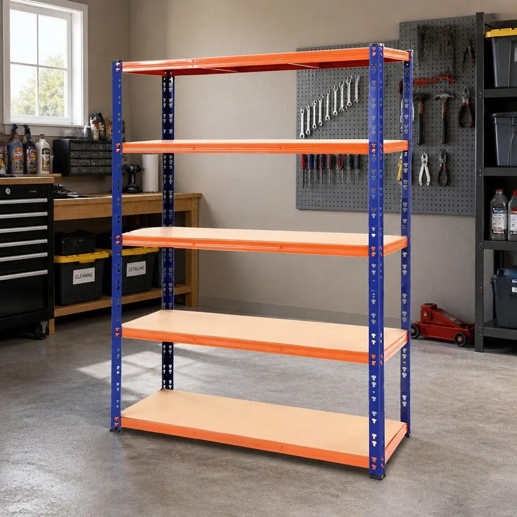 Heavy-Duty Garage Storage Shelving Rack Steel 1.8M Blue Orange