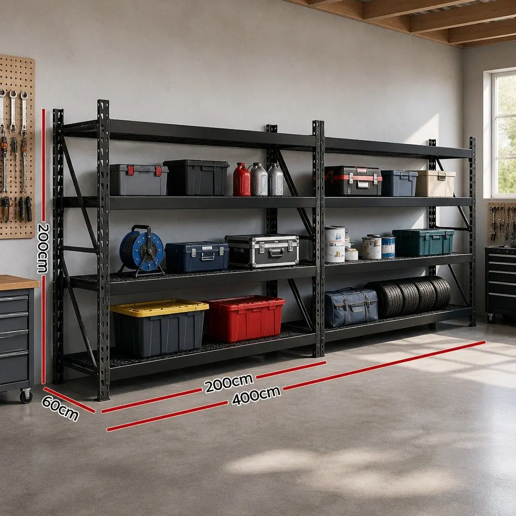 Storage Shelf Rack Steel 200x60x200cm Black