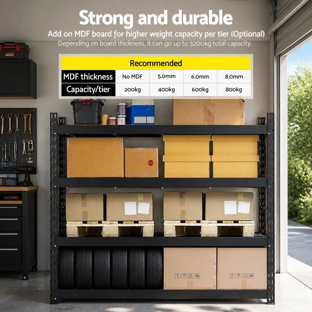 Storage Shelf Rack Steel 200x60x200cm Black