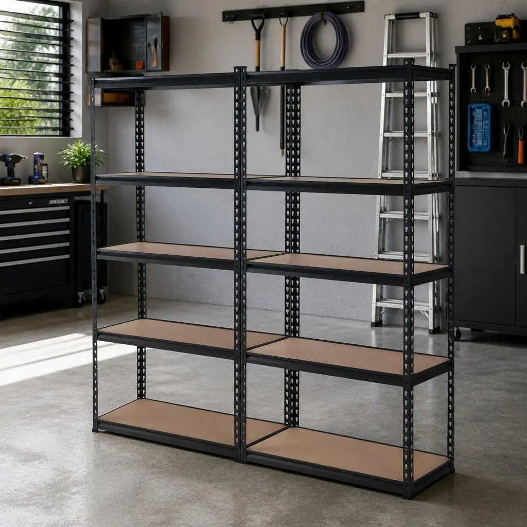 Adjustable Black Storage Shelf Rack 2x1.5M for Heavy-Duty Use