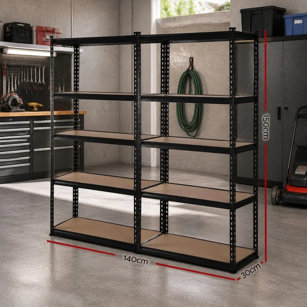Storage Shelf Rack Steel 70x30x150cm Adjustable Matte Black