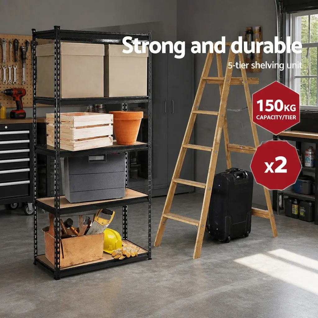 Storage Shelf Rack Steel 70x30x150cm Adjustable Matte Black