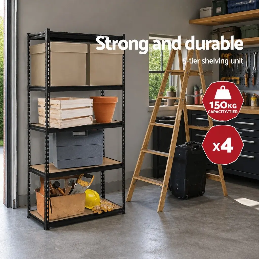 Garage Shelving Unit Warehouse Rack Pallet Racking Storage Shelf Black Boltless