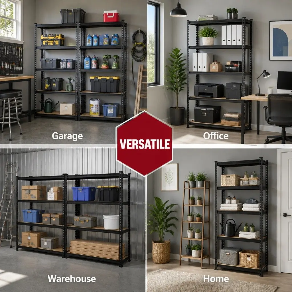Garage Shelving Unit Warehouse Rack Pallet Racking Storage Shelf Black Boltless