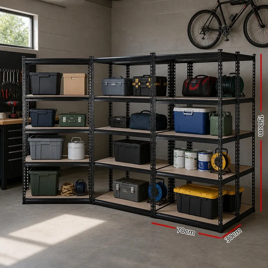 Garage Shelving Unit Steel 5 Tier Storage Rack Black