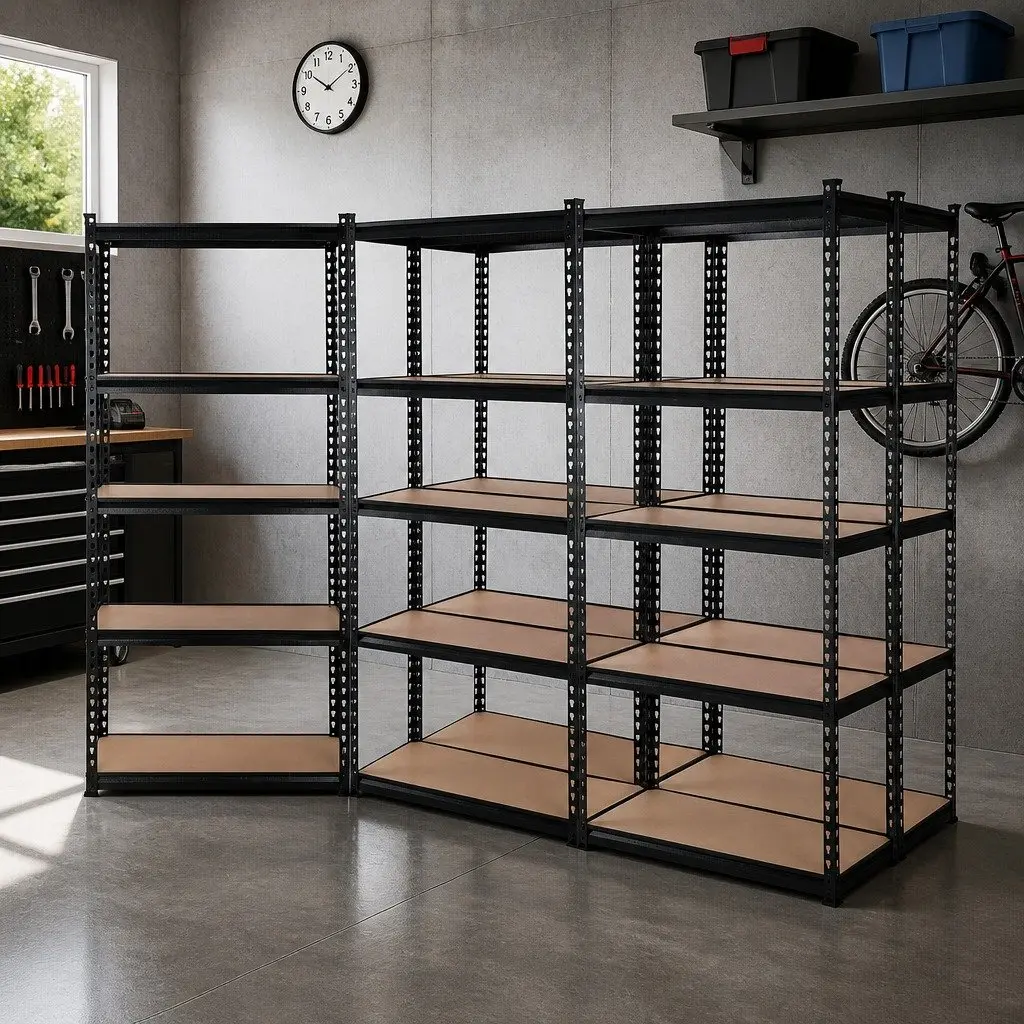 Garage Shelving Unit Steel 5 Tier Storage Rack Black