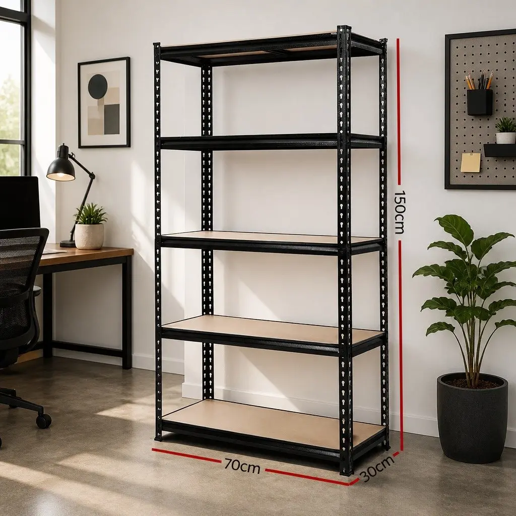 Garage Shelving Unit 1.5M Warehouse Rack Pallet Racking Storage Shelf Black