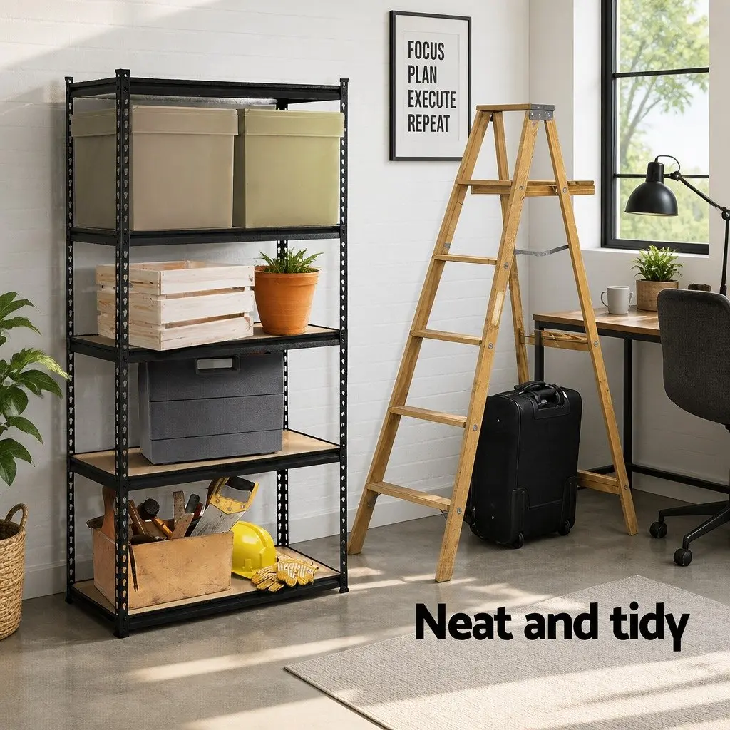 Garage Shelving Unit 1.5M Warehouse Rack Pallet Racking Storage Shelf Black