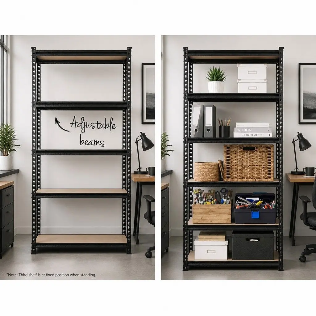 Garage Shelving Unit 1.5M Warehouse Rack Pallet Racking Storage Shelf Black