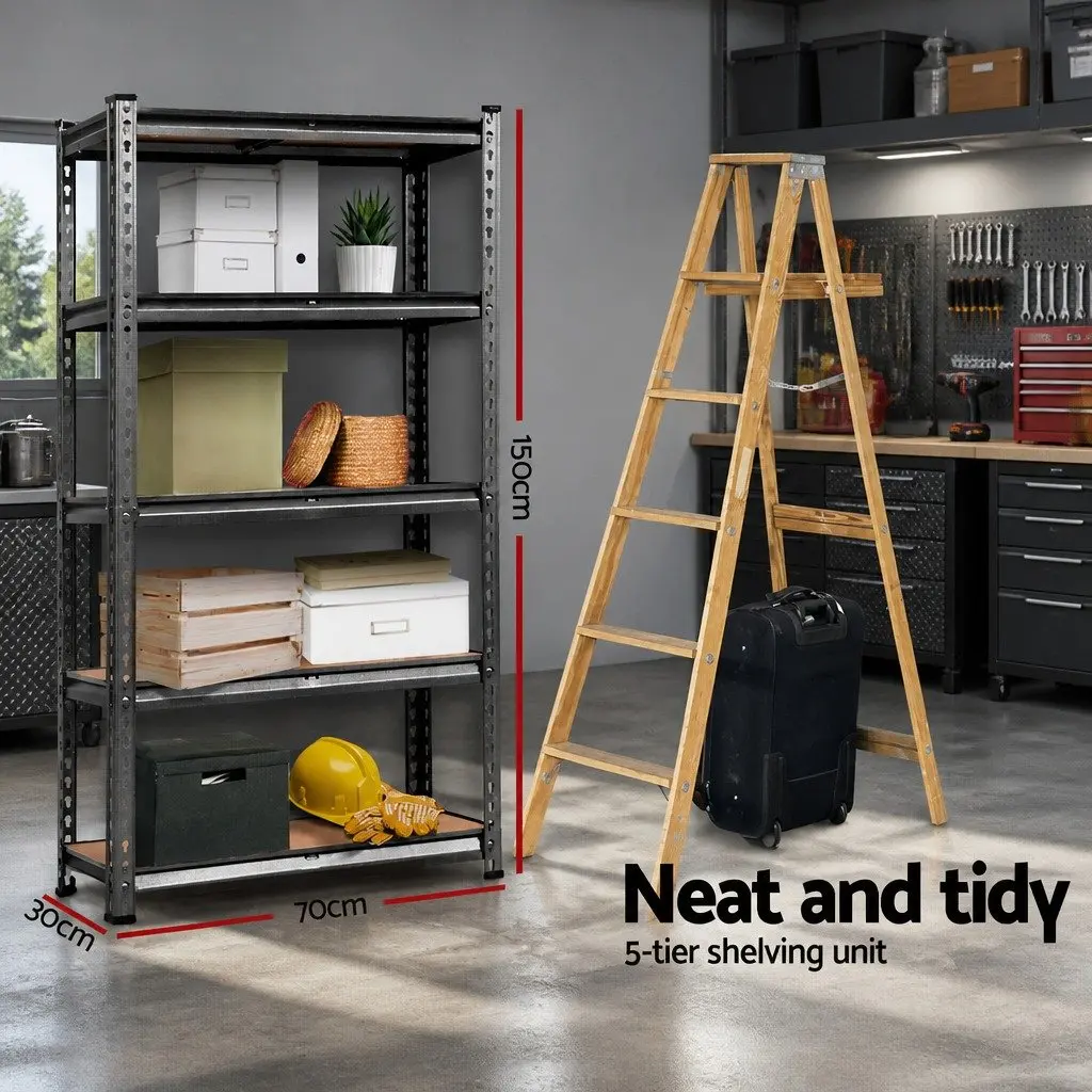 Garage Shelving Unit Steel 1.5M Adjustable Matte Charcoal