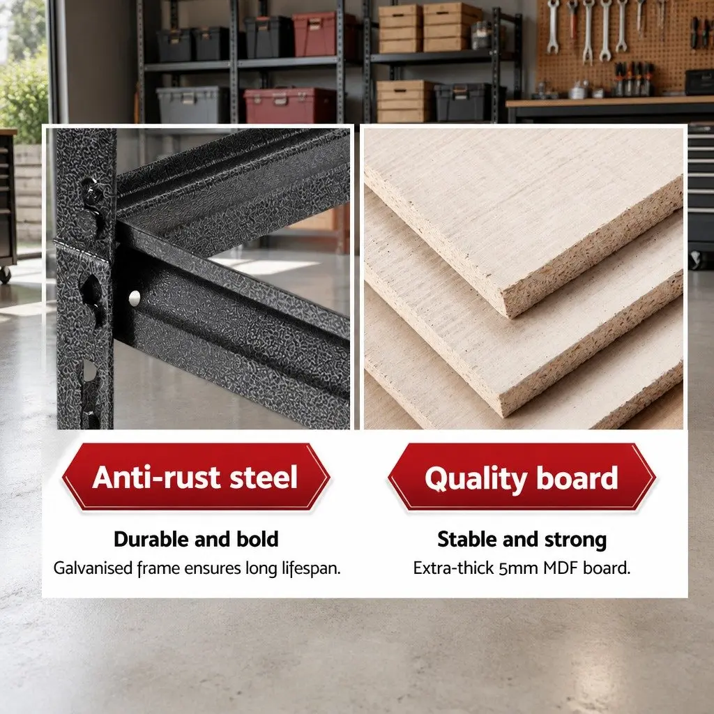 Garage Shelving Unit Steel 1.5M Adjustable Matte Charcoal
