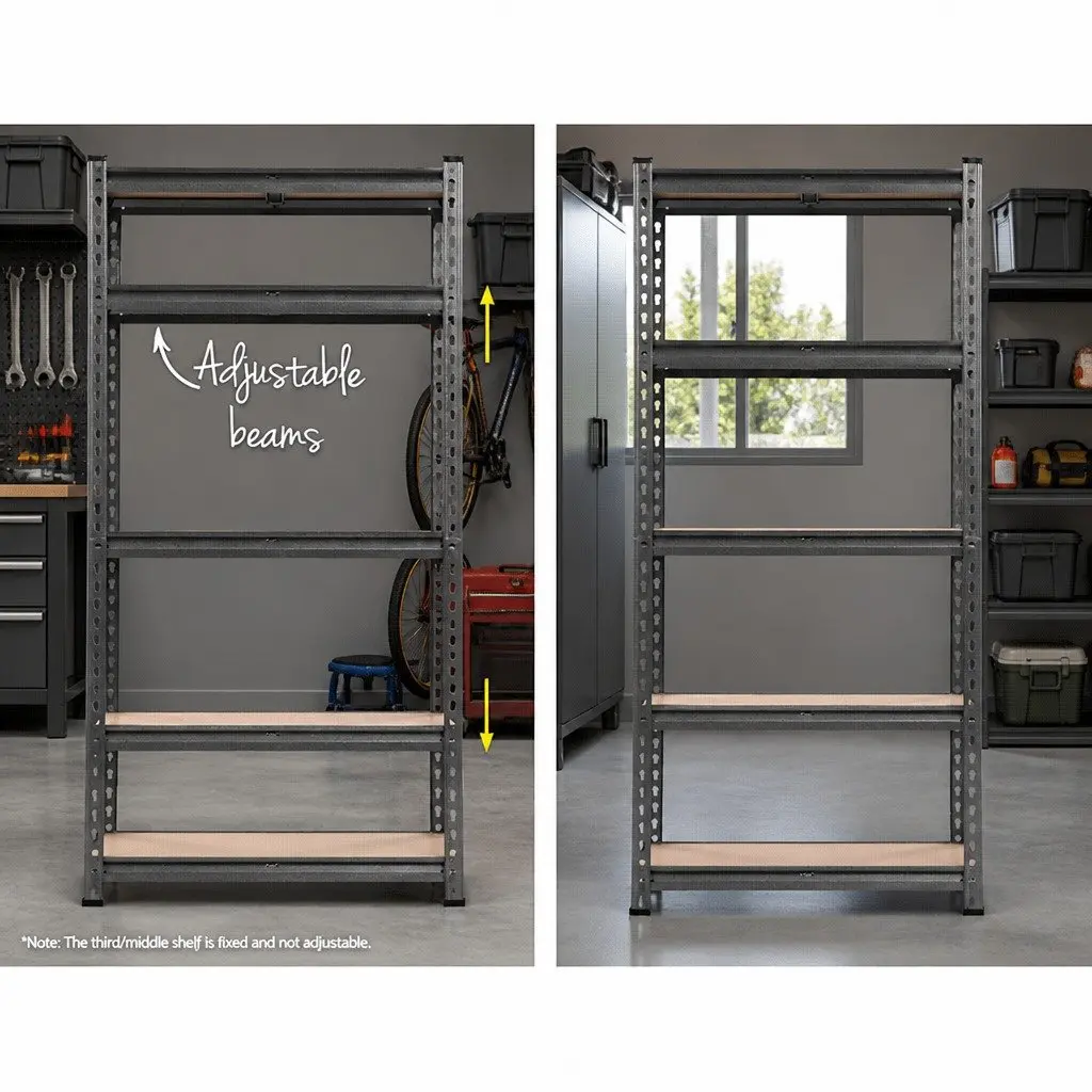 Garage Shelving Unit Steel 1.5M Adjustable Matte Charcoal