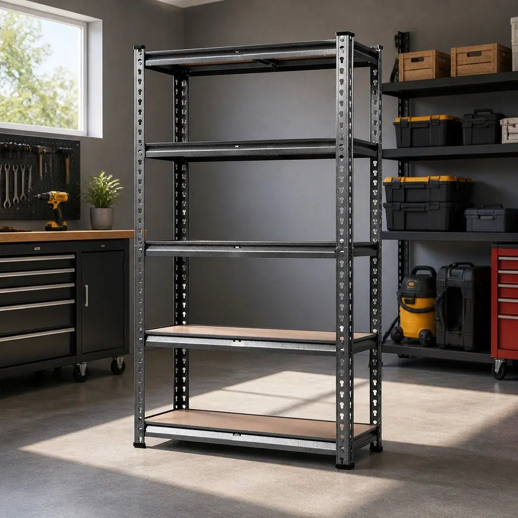 Garage Shelving Unit Steel 1.5M Adjustable Matte Charcoal
