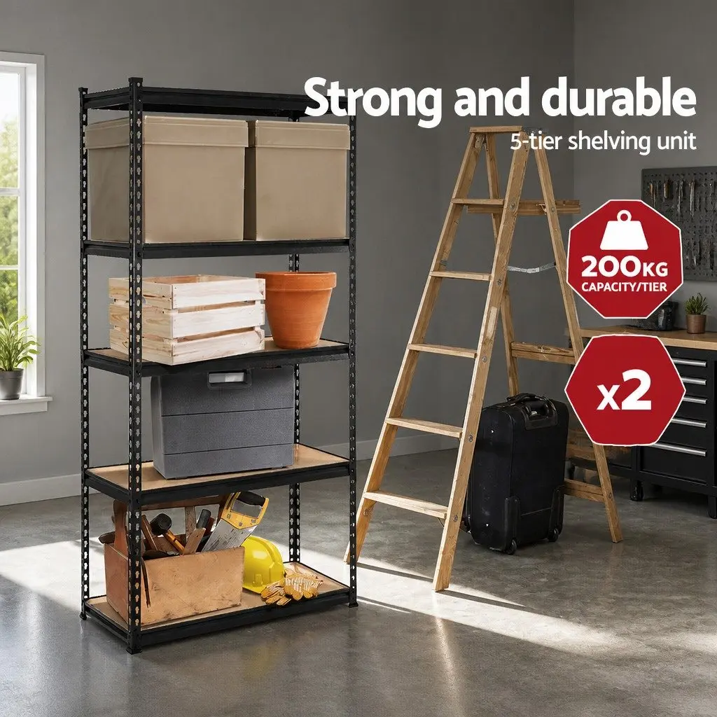 Garage Shelving Unit Steel 90x40x180cm Matte Black