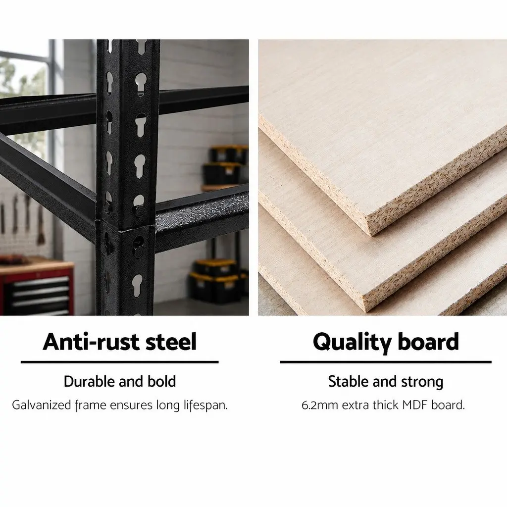 Garage Shelving Unit Steel 90x40x180cm Matte Black