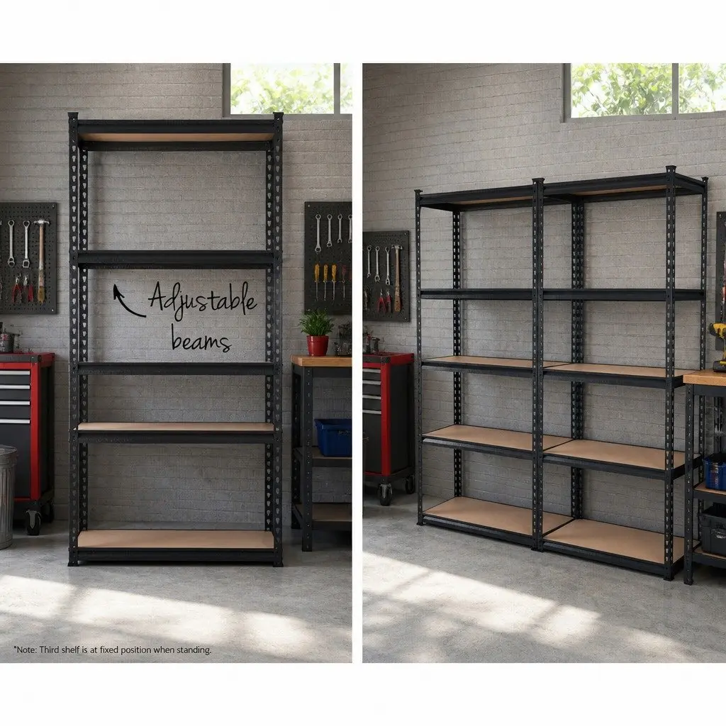 Garage Shelving Unit Steel 90x40x180cm Matte Black