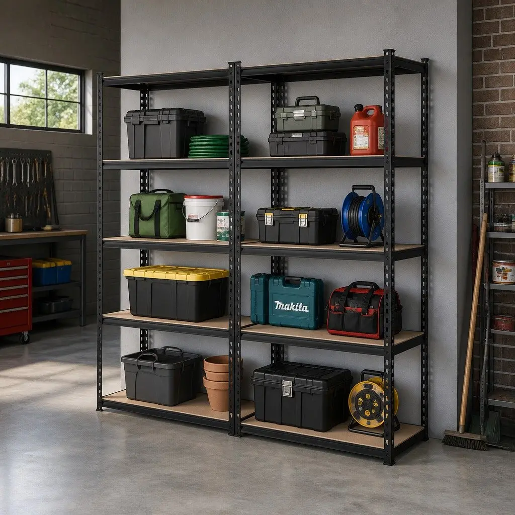 Garage Shelving Unit Steel 90x40x180cm Matte Black
