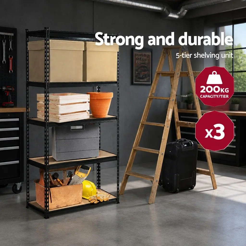 5-Tier Garage Shelving Unit in Matte Black
