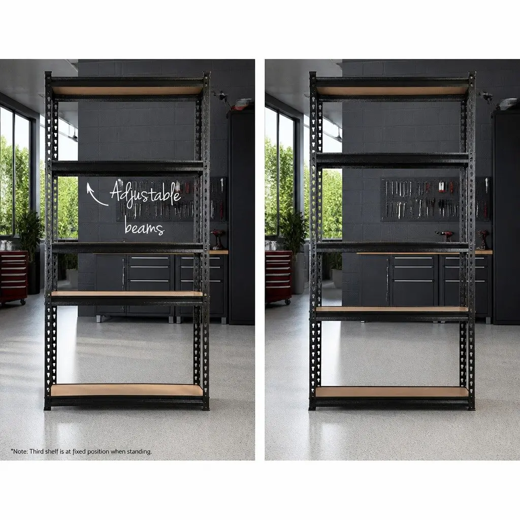 5-Tier Garage Shelving Unit in Matte Black