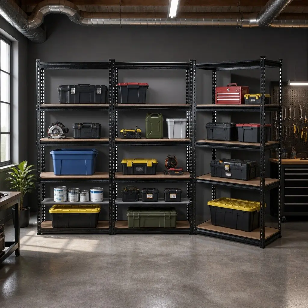 5-Tier Garage Shelving Unit in Matte Black