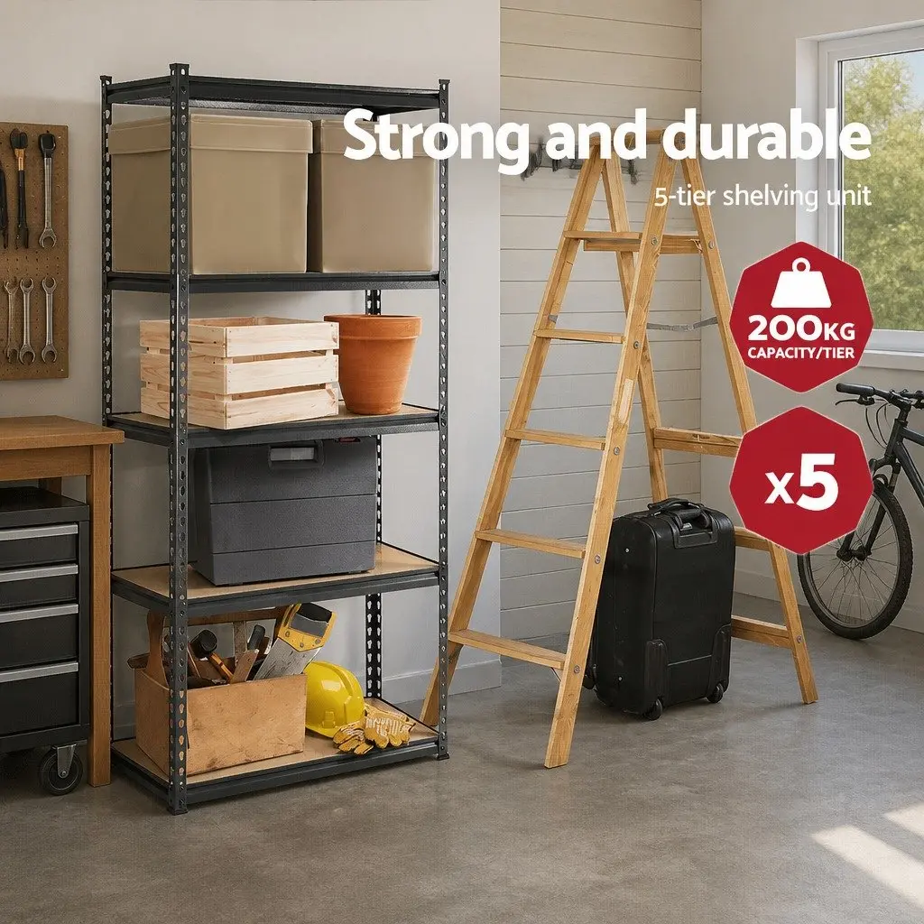 Garage Shelving Unit Steel 90 x 40 x 180cm Charcoal 5 Tier
