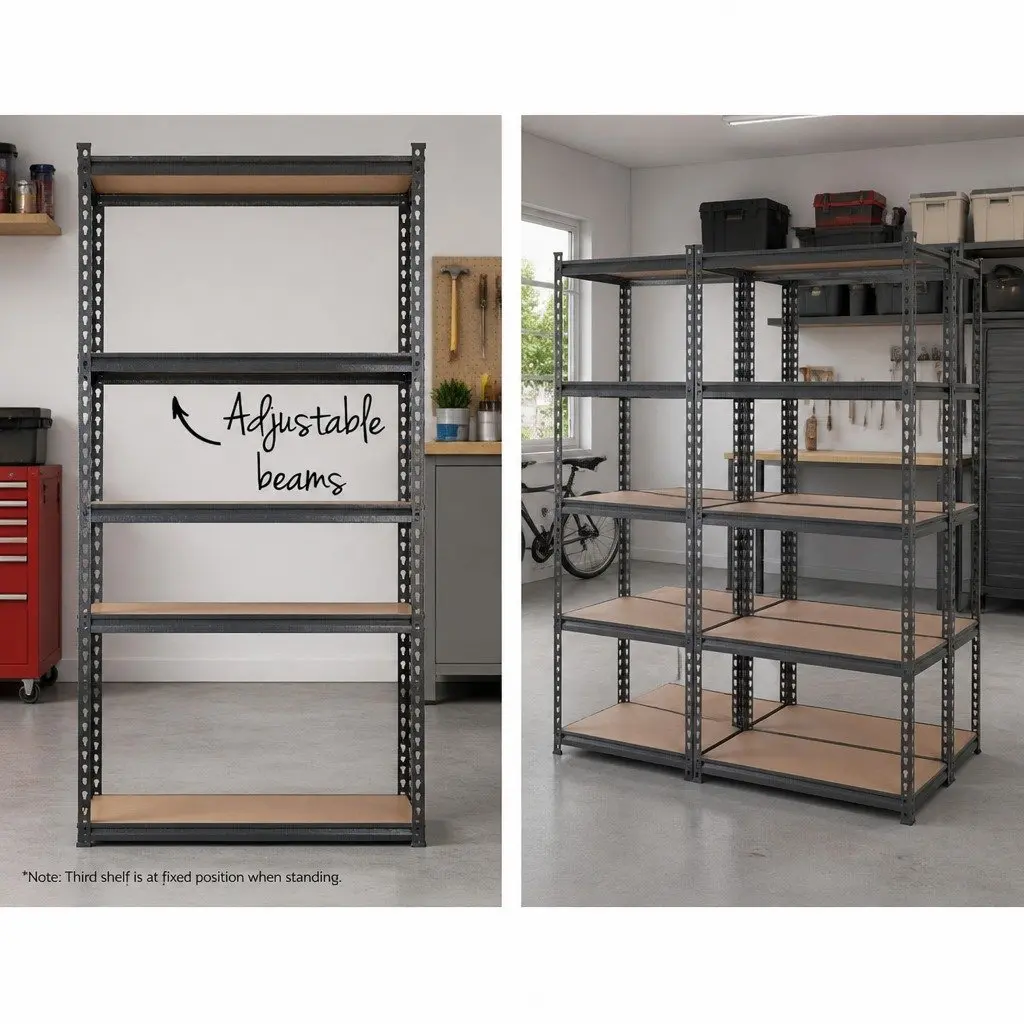 Garage Shelving Unit Steel 90 x 40 x 180cm Charcoal 5 Tier