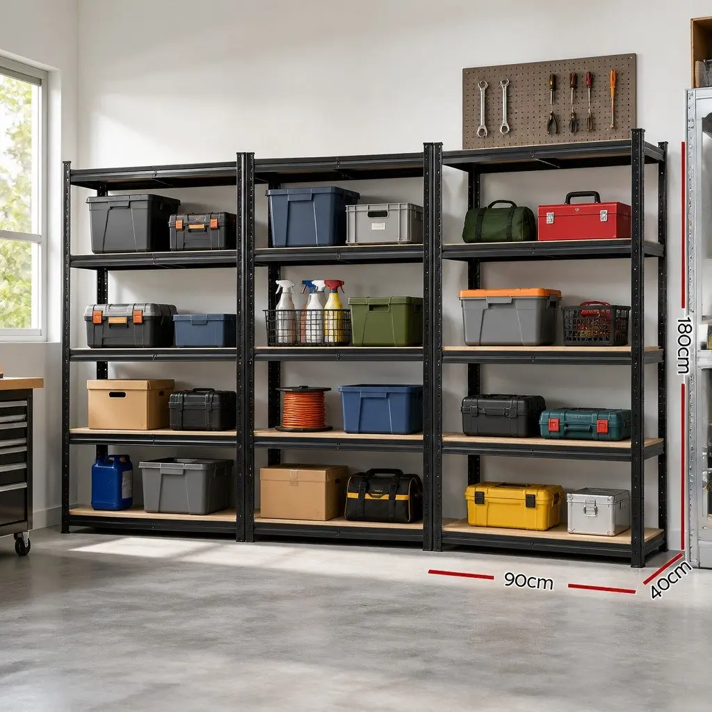 Garage Shelving Unit Warehouse Rack Pallet Racking Storage Shelf Black