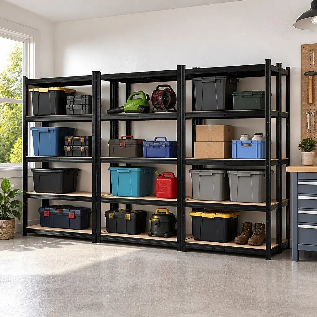 5-Tier Black Garage Shelving Unit for Storage