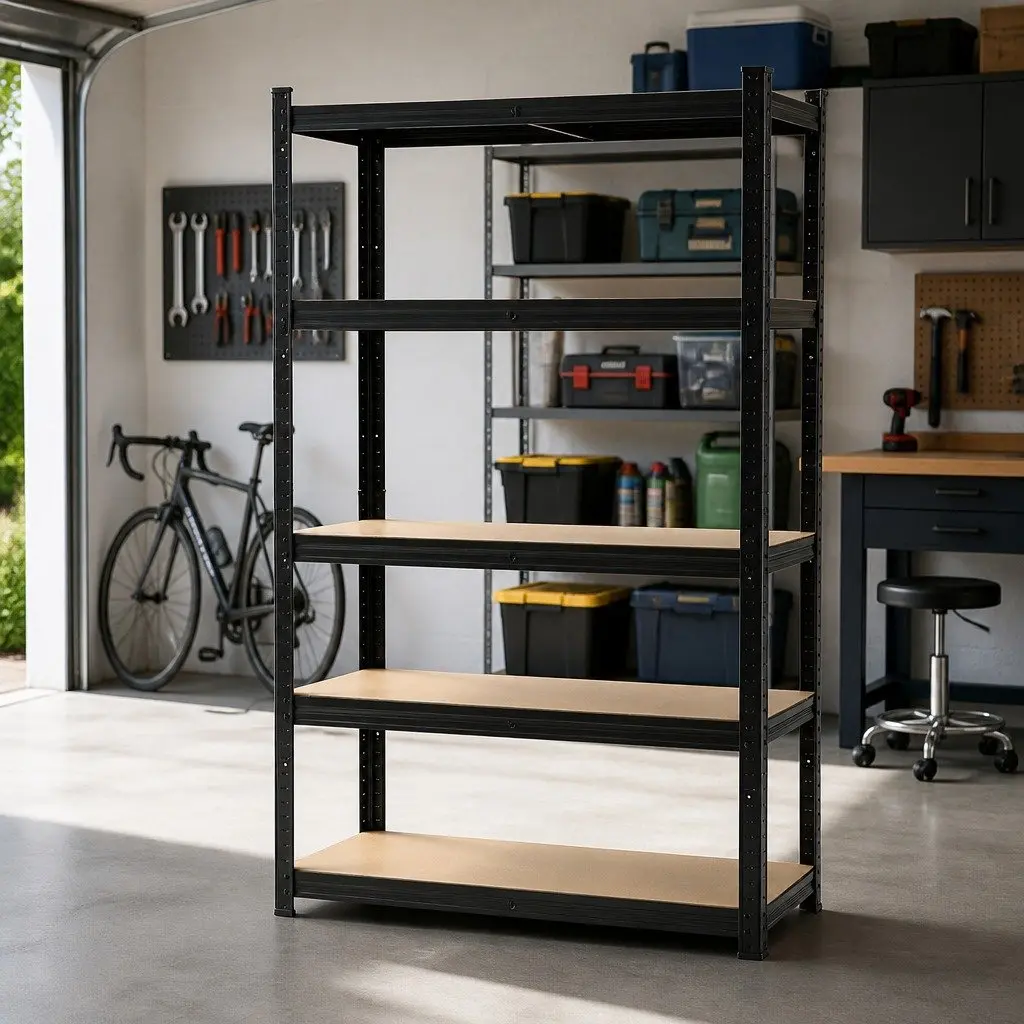 Warehouse Racking Shelving Unit Steel 1.8M Black Storage Rack