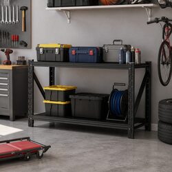 Industrial Steel Garage Shelving Unit 1.5M Black