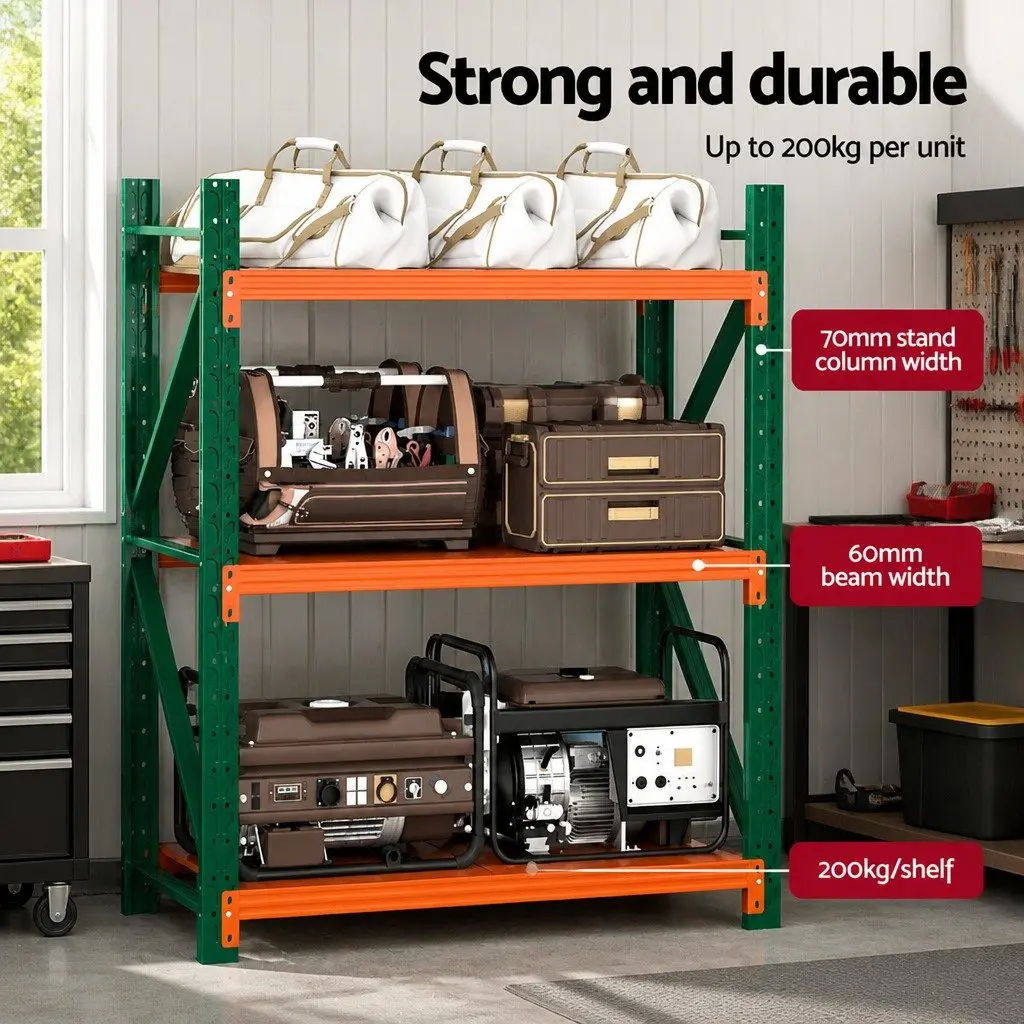 Heavy Duty Storage Rack Steel 1.5M Green or Orange