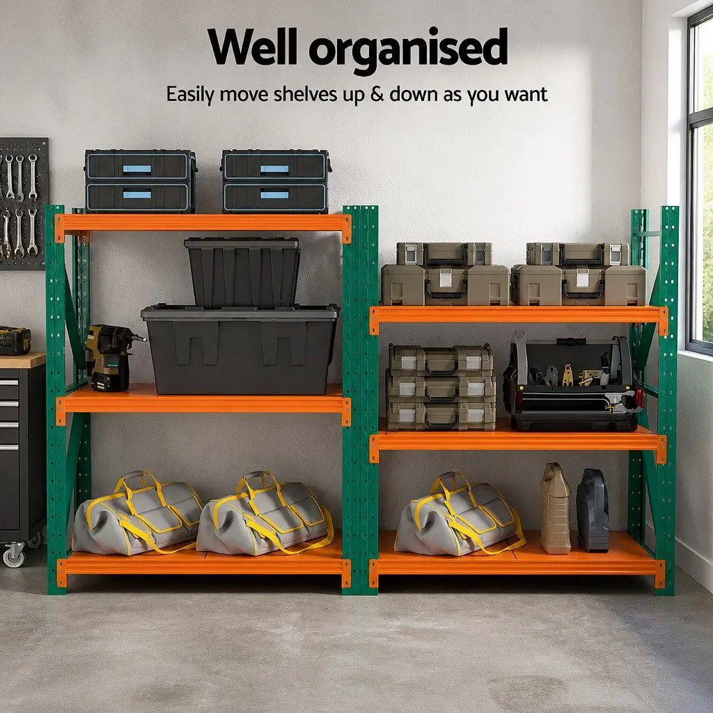 Heavy Duty Storage Rack Steel 1.5M Green or Orange