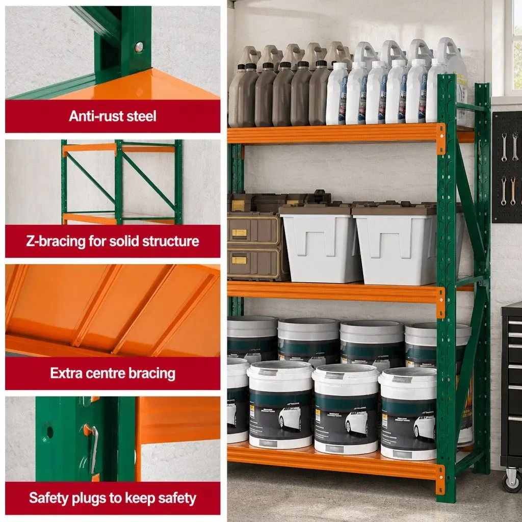 Heavy Duty Storage Rack Steel 1.5M Green or Orange