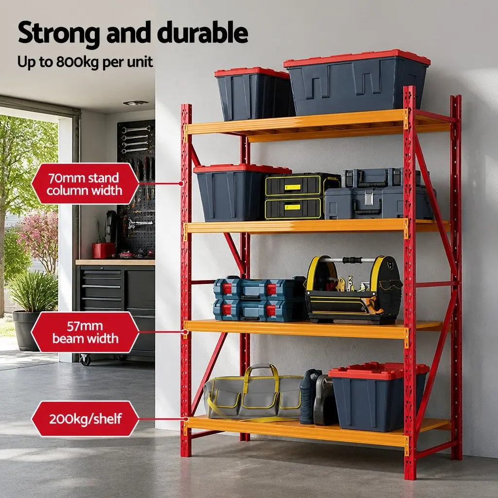 Warehouse Shelving Unit Steel 2m x 1.5m Adjustable Orange Blue